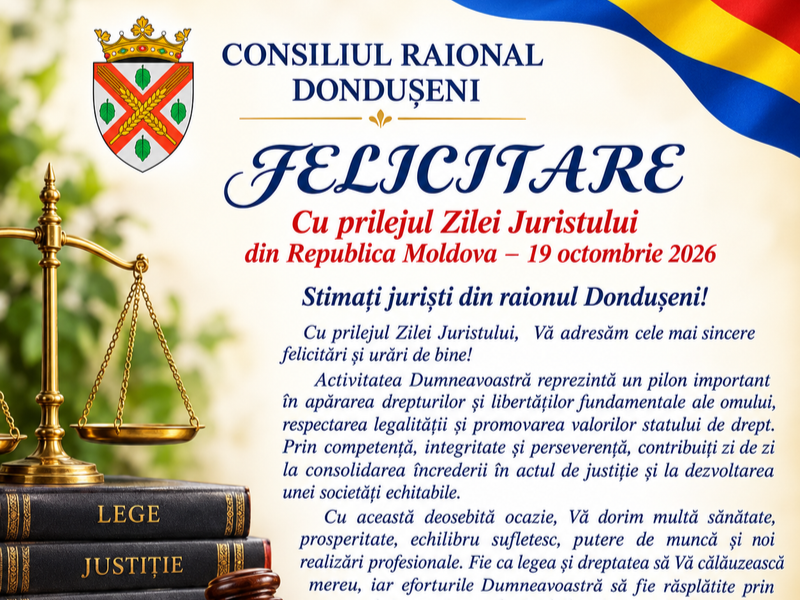 Vă adresăm sincere felicitări cu prilejul Zilei Juristului!